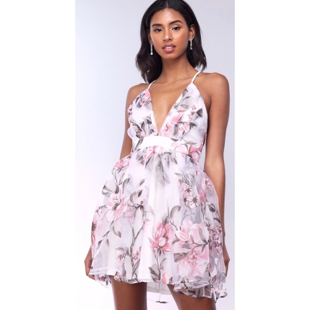 Gorgeous Papaya floral sheer party dress